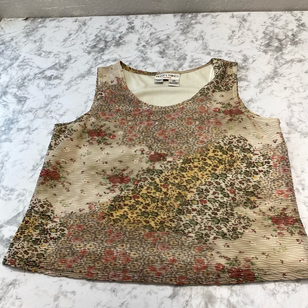 Vintage Betsy’s Things Abstract Floral Sleeve Top Size 14 XLArge - Picture 11 of 14